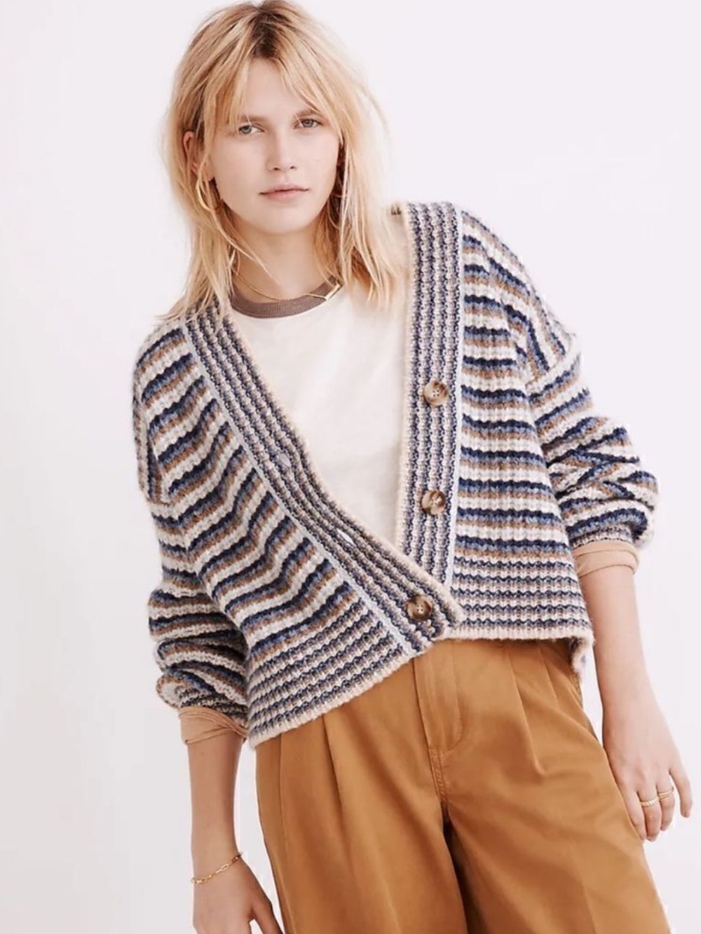 Madewell Waller Stripe Crop Cardigan